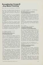 Europäischer Kongreß „Oxy Metal Finishing”