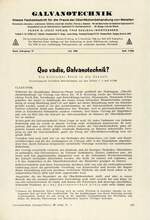 Quo vadis, Galvanotechnik?