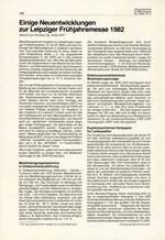 Einige Neuentwicklungen zur Leipziger Frühjahrsmesse 1982