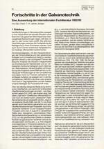 Fortschritte in der Galvanotechnik