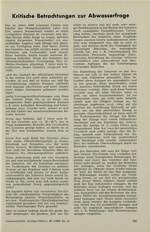 Kritische Betrachtungen zur Abwasserfrage