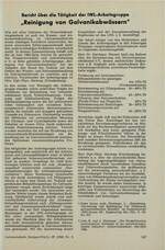 Bericht über die Tätigkeit der IWL-Arbeitsgruppe „Reinigung von Galvanikabwässern"