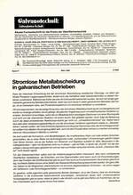 Stromlose Metallabscheidung in galvanischenBetrieben