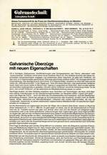 Galvanische Überzüge mit neuen Eigenschaften