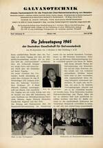 Die Jahrestagung 1965 der Deutschen Gesellschaft für Galvanotechnik