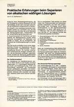 Praktische Erfahrungen beim Separieren von alkalischen wäßrigen Lösungen