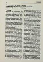 Fortschritte in der Galvanotechnik