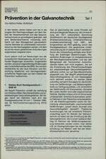 Prävention in der Galvanotechnik – Teil 1