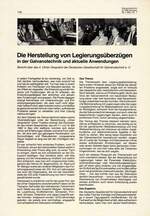 Die Herstellung von Legierungsüberzügen in der Galvanotechnik und aktuelle Anwendungen