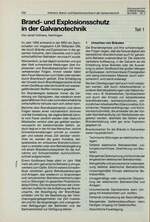 Brand-und Explosionsschutz in der Galvanotechnik – Teil 1