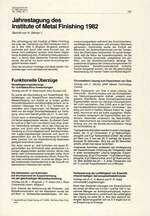 Jahrestagung des Institute of Metal Finishing 1982