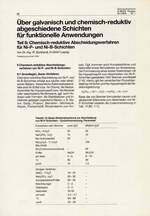 Über galvanisch und chemisch-reduktiv abgeschiedene Schichten für funktionelle Anwendungen