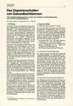 Das Deponieverhalten von Galvanikschlämmen