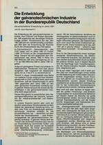 Die Entwicklung der galvanotechnischen Industrie in der Bundesrepublik Deutschland