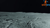 Zurückgelegter Weg des Chandrayaan-3-Rovers am 27. August 2023, aufgenommen von der Navigationskamera des Mondfahrzeugs 