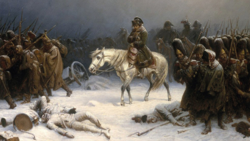 Abb. 1: Wird sich die Geschichte wiederholen?  Dieses Gemälde zeigt den katastrophalen Rückzug  Napoleons aus Moskau