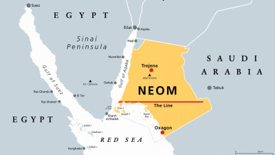 Abb. 1: Karte der neuen Megacity Neom an der Rotmeerküste in Saudi-Arabien